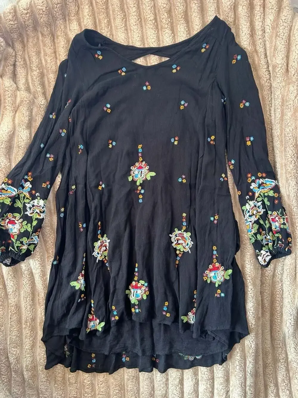 Free People Oxford Embroidered Mini Swing Dress